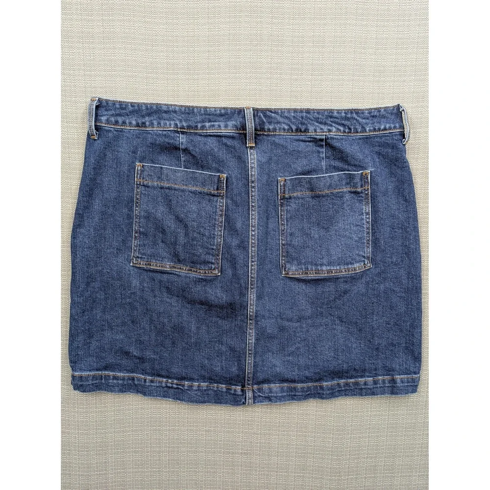 Old Navy Skirt Womens 18W Blue Denim Utility Pockets Short Stretch Zip Fly